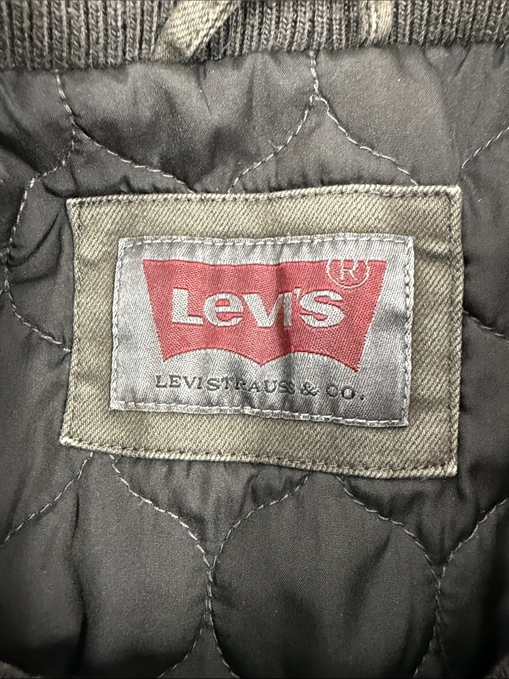 Levi's Jacket Men's Large Olive Utility Trucker Jacket Stand Collar Lined - Picture 9 of 14